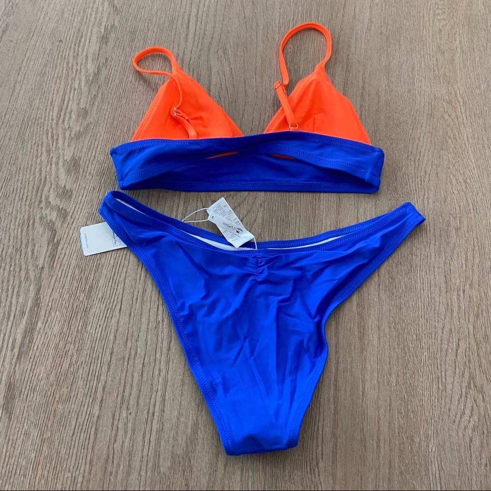 NWT Cupshe Size Medium Triangle Blue and Orange Bikini - Picture 2 of 3